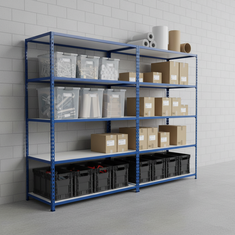 Premium Industrial Shelving - 2440mm High - 200kg Capacity - Melamine - Blue Finish
