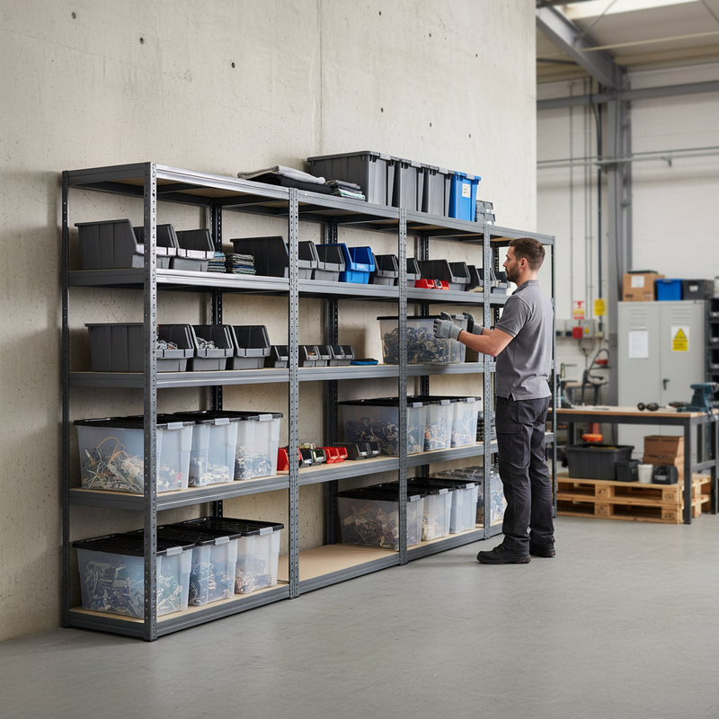 Premium Shelving Units with Storage Boxes - 1800mm High Grey