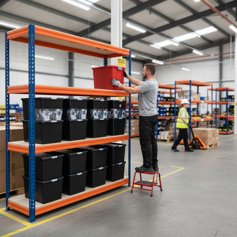 Heavy Duty Shelving Unit with 12x 37L Plastic Storage Boxes - 1800mm High