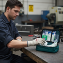 Professional 1 Person First Aid Kit Pouch with Sterile Dressings, Cleansing Wipes, and Vinyl Gloves for Emergency Preparedness