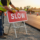 Premium Temporary Traffic Sign Face 'SLOW' 1050x450mm with High Reflectivity for Road Safety