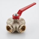 3/8in BSP Female 3-Way T Port Ball Valve, 40 Bar, Brass (view 2)