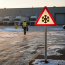 Premium Temporary Warning Sign for Ice and Packed Snow - 600mm Size with Supplementary Plates for Road Safety