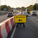 Premium Diversion Left Arrow Sign 2702 - Reflective, Durable, Complete with Frame and Ballast for Immediate Use