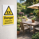 Danger Explosive Atmosphere Safety Sign – Rigid Plastic & Vinyl – Indoor/Outdoor Use