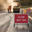 Premium Slow Wet Tar Road Sign - Chapter 8 Compliant, 1050x750mm Size with Engineer Grade Reflective Face