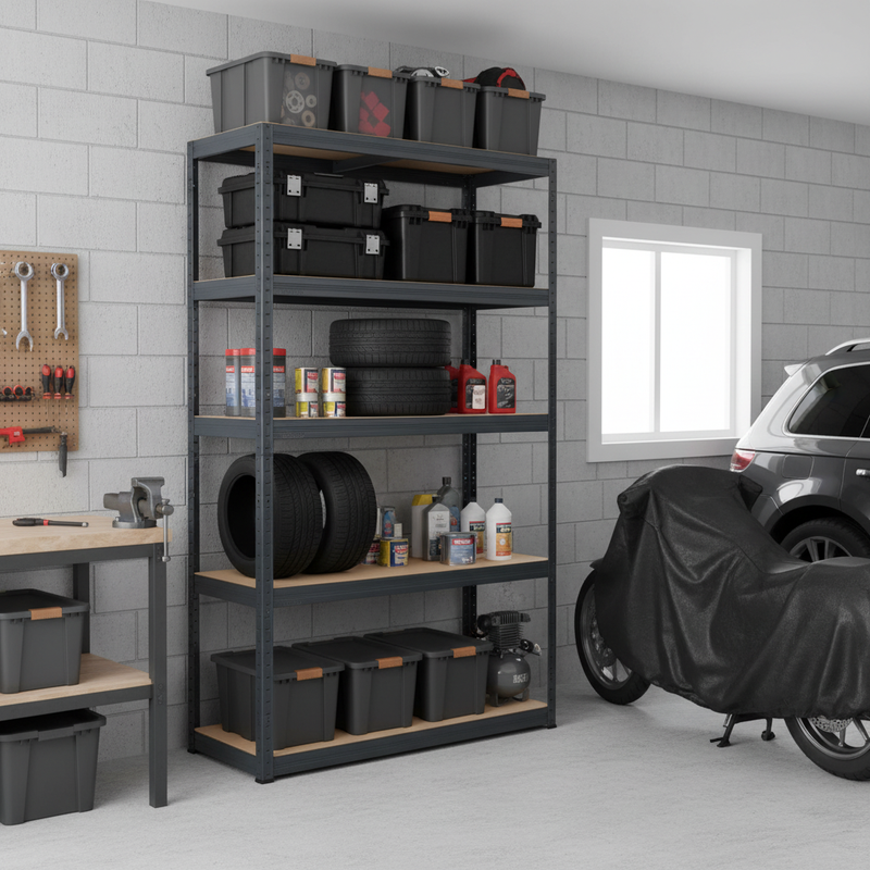 Heavy Duty Garage Shelving - 1800mm High - 200/280kg Load Capacity - Grey