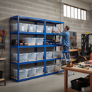 Heavy Duty Shelving Units with 12x 33.5L Storage Boxes - 1800mm High