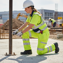Premium Ladies Hi-Vis Yellow Combat Trousers - Durable Polyester Cotton Blend with Knee Pad Pockets