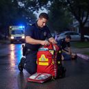 Professional Emergency Rescue Backpack for Alpine Off-Piste Operations with Rope Holder and Front Pocket for Safety Equipment