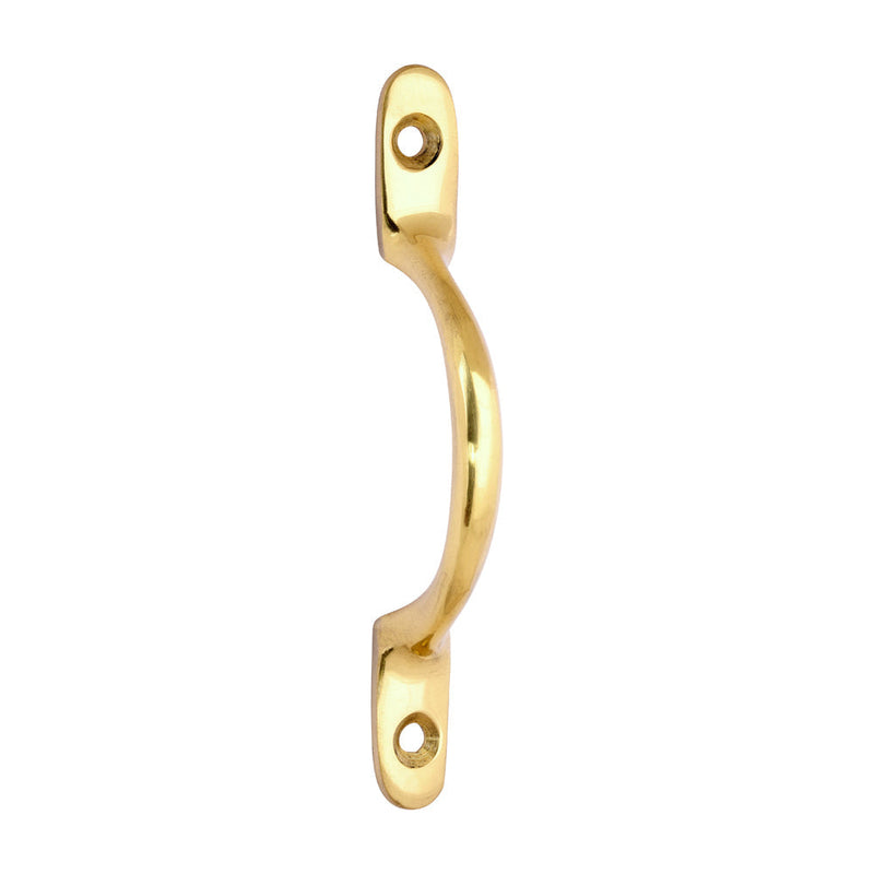 Traditional Pattern Sash Pull Handle - Polished Brass - 100mm