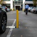 Heavy Duty Lockable Folding Parking Post with High Visibility Yellow Finish and Galvanized Steel Construction for Vehicle Protection