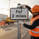 Premium Supplementary Distance Plate for Road Hazard Signs - Customizable Sizes and Measurements for Enhanced Driver Awareness