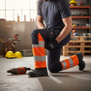 Premium Ladies Fit Trousers with Kneepad Pockets - Dark Navy/Hi-Vis Orange