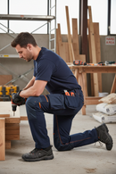 Premium Slim Fit Stretch Work Trousers in Deep Blue - Water-Repellent and Breathable with Knee Pad Pockets