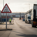 Premium Post Mounted Warning Sign Advising Brake Testing After Water Exposure - 600mm to 1500mm Sizes Available