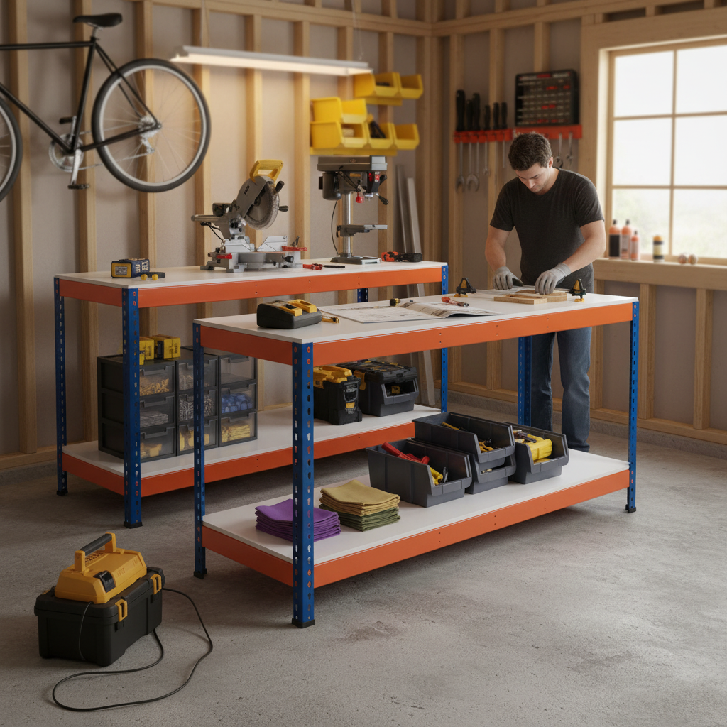 Workbench Raisable Heavy Duty Workbenches - 915mm High - 400kg Capacity - Melamine Finish
