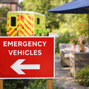 Emergency Vehicles Arrow Left Signs – 600mm x 450mm – Rigid Plastic – Indoor/Outdoor Use