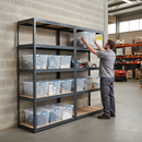 2x Heavy Duty Shelving Units - 2130mm High - Grey with 8x 33.5L Storage Boxes