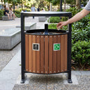 Steel & Wood-Effect Dual Compartment Litter Bin – 78 Litre