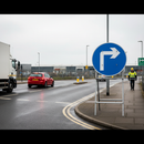Professional Right Turn Ahead Sign Diagram 609 - 750mm Durable Plastic for Temporary Roadworks