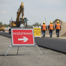 Premium Portable Roll Up Pedestrian Right Road Sign - Durable PVC & Galvanised Steel Construction for Worksite Safety