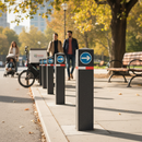 Premium Recycled Rubber Bollard with Reflective Strips for Enhanced Night Visibility and Steel Core Stability