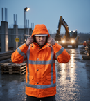 Premium High-Visibility Waterproof Jacket with Concealed Zip and Fixed Hood for Enhanced Comfort and Protection