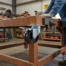 50mm Heavy Duty Braked Swivel Plate Castor Twin Wheel with Polyurethane Wheels