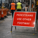 Reflective Temporary Road Traffic Signs – RA1 Class – Zintec Plate – Pedestrian Guidance