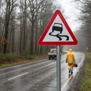 Premium Slippery Road Ahead Warning Sign - Durable and Effective for Road Safety - Available in Multiple Sizes