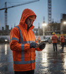 Premium High-Visibility Waterproof Jacket with Concealed Zip and Fixed Hood for Enhanced Comfort and Protection