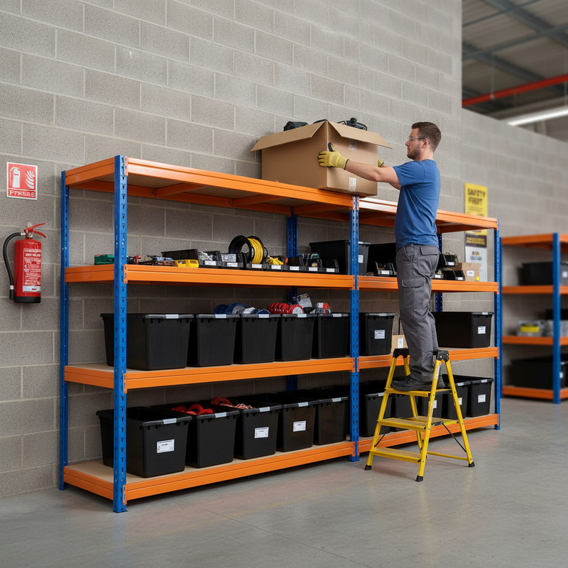 Premium Heavy Duty Shelving - 1770mm High with 12x 37L Plastic Storage Boxes