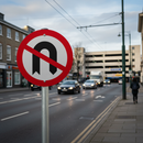 Premium No U-Turns Ahead Post Mount Sign - Durable Design for Traffic Safety - High-Quality Professional Grade for Industrial and Commercial Applic...