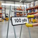 Professional 100 Yards Road Work Warning Sign - Durable, High-Visibility Design, Dimensions 725x275mm for Effective Traffic Management