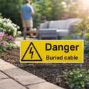 Danger Buried Cable Safety Signs – 1mm Rigid Plastic & Self-Adhesive Vinyl – Indoor/Outdoor Use