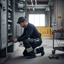 Heavy Duty ARC Flash & Fire Retardant Bib & Brace with Kneepad Pockets - Dark Navy/Hi-Vis Yellow