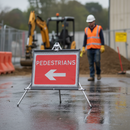Premium Heavy Duty Roll-Up Pedestrians Left Sign 600x450mm - Portable and Compliant for Traffic Management