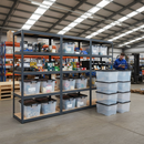 3x Heavy Duty Shelving Units - 1800mm High - Grey with 8x 24L Storage Boxes