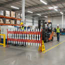 Heavy Duty Portable Expanding Trellis Barrier with Steel Construction and Reflective Warning Strips for Hazardous Areas