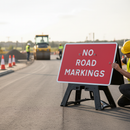 Premium No Road Markings Sign 1050x750mm - Reflective Traffic Safety Sign for Caution and Lane Discipline