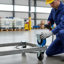 160mm Fixed Plate Heavy Duty Castor with Blue Elastic Nylon Centre