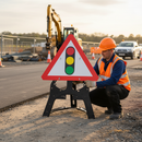 Premium Traffic Signals Ahead Sign 750mm - Durable Plastic with RA1 Reflective Face for Enhanced Visibility