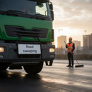 Premium Road Sweeping Supplementary Plate for 750mm Metal Signs - Engineer Grade Retroreflective Face