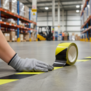 High-Performance Non-Reflective Hazard Warning Tape 66m - Durable Black and Yellow Safety Stripe for Indoor Use