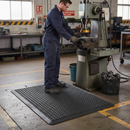 Premium Anti-Fatigue Rubber Mat with Dome Construction for Comfort and Health - 600x900mm Black with Yellow Border