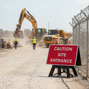 Professional Caution Site Entrance Sign Kit with 1050x750mm Reflective Face and Quick Fit Frame for Safety Management