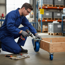 200mm Heavy Duty Fixed Plate Castor with Blue Elastic Nylon Centre