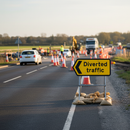 Premium Diverted Traffic Chevron Left Sign 2704 - Quick Fit 1050x450mm with Reflective Material and Fixing Holes
