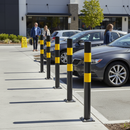 Premium Galvanised Heavy Duty Mild Steel Bollards - 1000mm Height with Black and Yellow Finish for Security and Parking